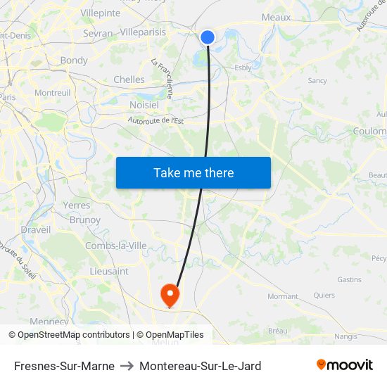 Fresnes-Sur-Marne to Montereau-Sur-Le-Jard map