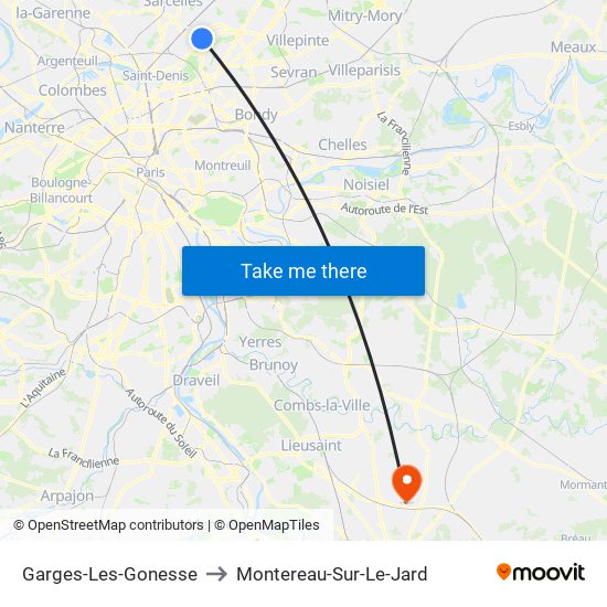 Garges-Les-Gonesse to Montereau-Sur-Le-Jard map