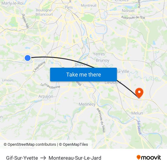 Gif-Sur-Yvette to Montereau-Sur-Le-Jard map