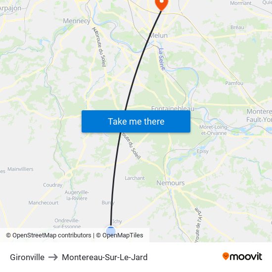 Gironville to Montereau-Sur-Le-Jard map