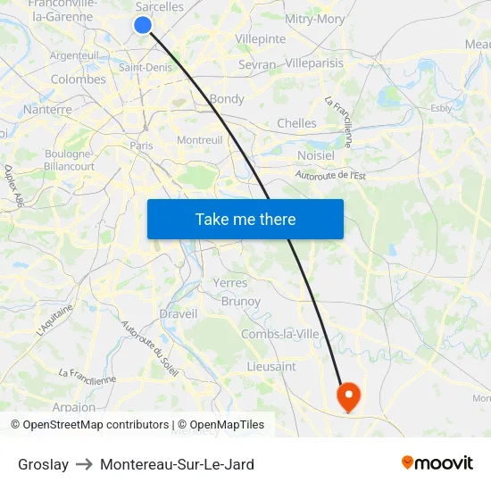 Groslay to Montereau-Sur-Le-Jard map