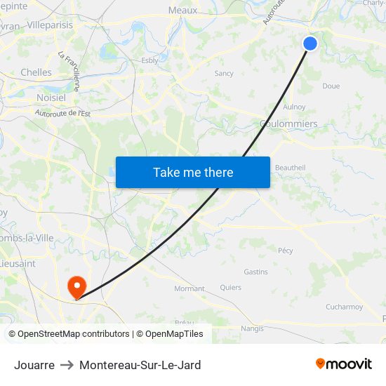 Jouarre to Montereau-Sur-Le-Jard map