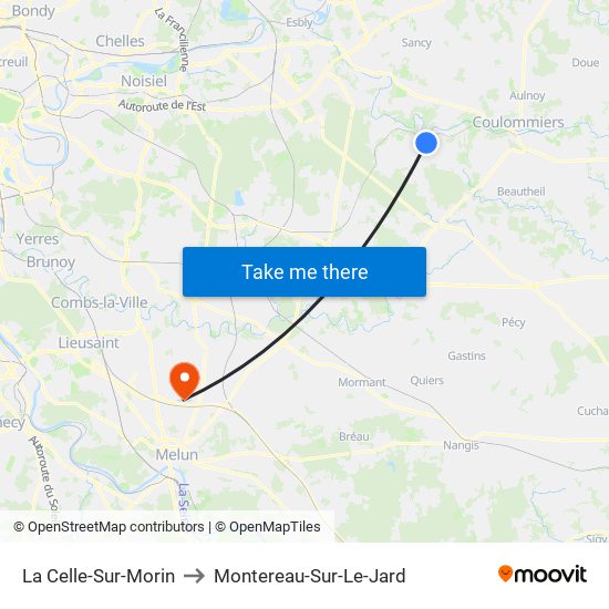 La Celle-Sur-Morin to Montereau-Sur-Le-Jard map