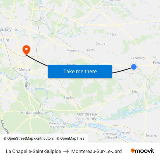 La Chapelle-Saint-Sulpice to Montereau-Sur-Le-Jard map