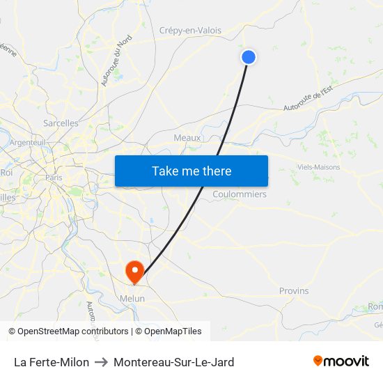 La Ferte-Milon to Montereau-Sur-Le-Jard map
