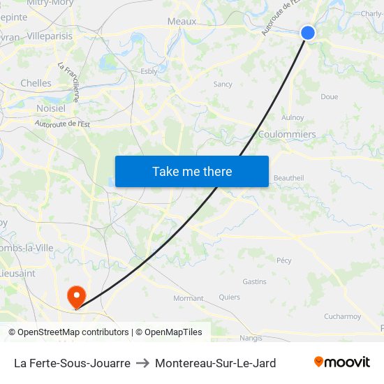 La Ferte-Sous-Jouarre to Montereau-Sur-Le-Jard map