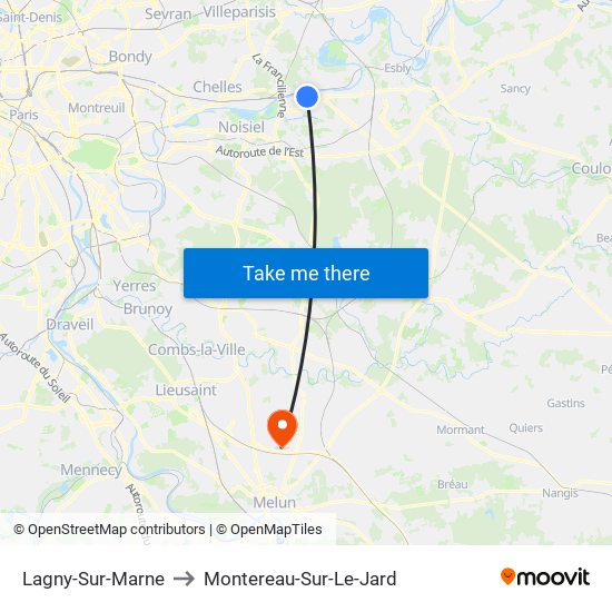 Lagny-Sur-Marne to Montereau-Sur-Le-Jard map