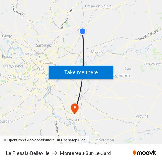 Le Plessis-Belleville to Montereau-Sur-Le-Jard map