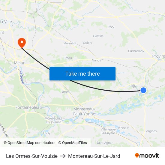 Les Ormes-Sur-Voulzie to Montereau-Sur-Le-Jard map