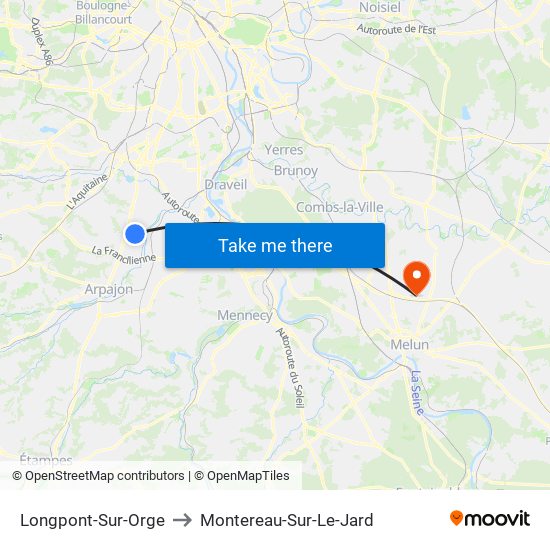 Longpont-Sur-Orge to Montereau-Sur-Le-Jard map