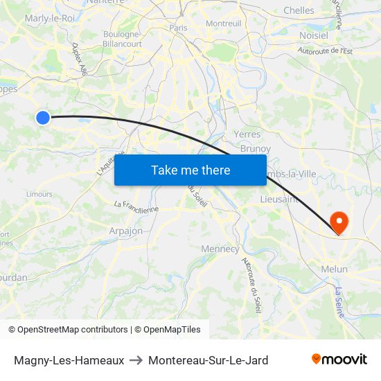 Magny-Les-Hameaux to Montereau-Sur-Le-Jard map