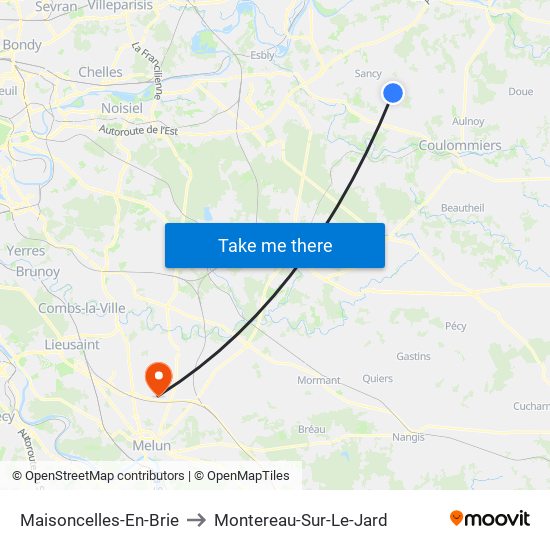 Maisoncelles-En-Brie to Montereau-Sur-Le-Jard map