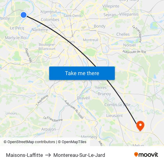 Maisons-Laffitte to Montereau-Sur-Le-Jard map