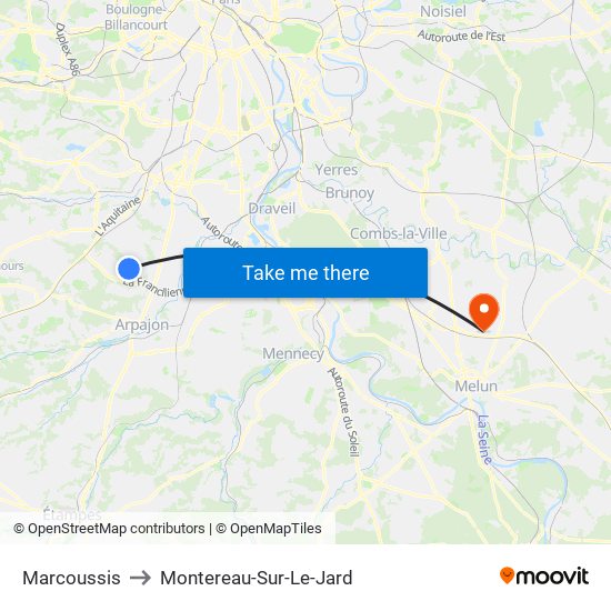 Marcoussis to Montereau-Sur-Le-Jard map