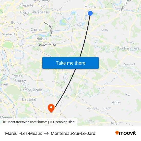 Mareuil-Les-Meaux to Montereau-Sur-Le-Jard map