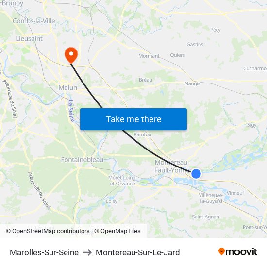 Marolles-Sur-Seine to Montereau-Sur-Le-Jard map