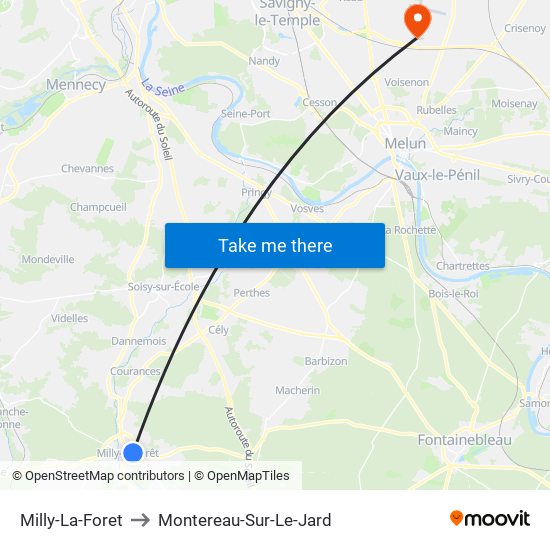 Milly-La-Foret to Montereau-Sur-Le-Jard map