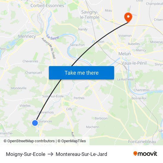 Moigny-Sur-Ecole to Montereau-Sur-Le-Jard map