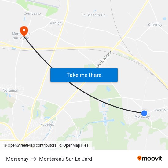 Moisenay to Montereau-Sur-Le-Jard map