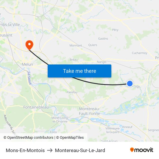 Mons-En-Montois to Montereau-Sur-Le-Jard map