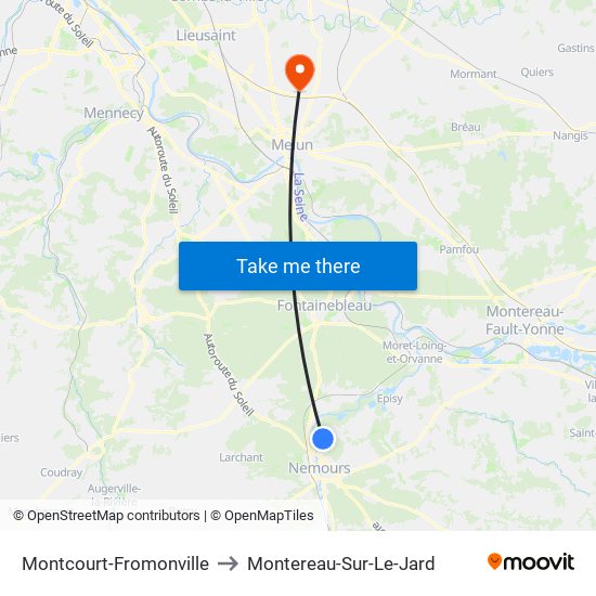 Montcourt-Fromonville to Montereau-Sur-Le-Jard map