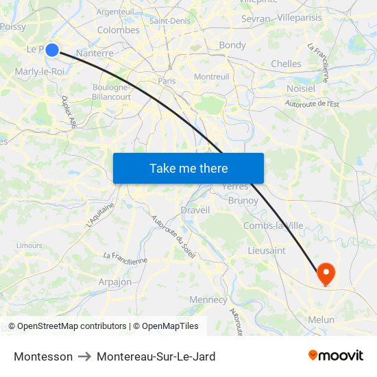 Montesson to Montereau-Sur-Le-Jard map