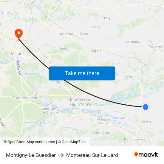 Montigny-Le-Guesdier to Montereau-Sur-Le-Jard map