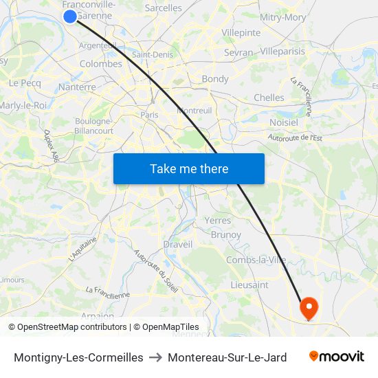 Montigny-Les-Cormeilles to Montereau-Sur-Le-Jard map