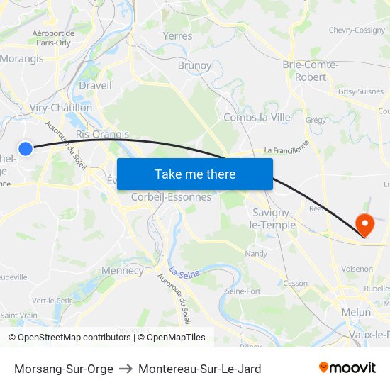 Morsang-Sur-Orge to Montereau-Sur-Le-Jard map