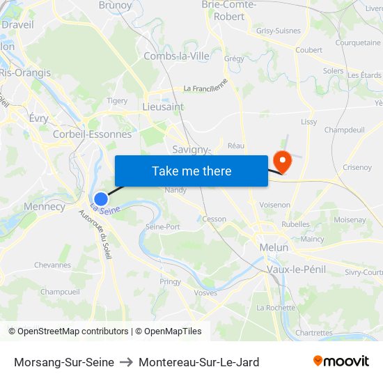 Morsang-Sur-Seine to Montereau-Sur-Le-Jard map
