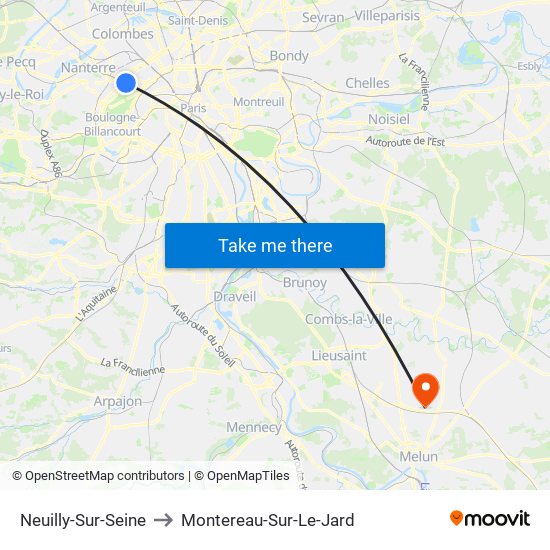 Neuilly-Sur-Seine to Montereau-Sur-Le-Jard map