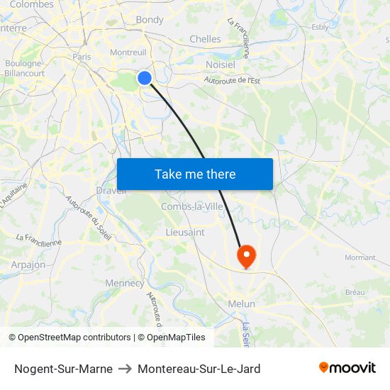 Nogent-Sur-Marne to Montereau-Sur-Le-Jard map