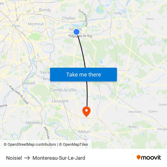 Noisiel to Montereau-Sur-Le-Jard map