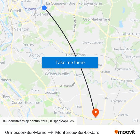 Ormesson-Sur-Marne to Montereau-Sur-Le-Jard map