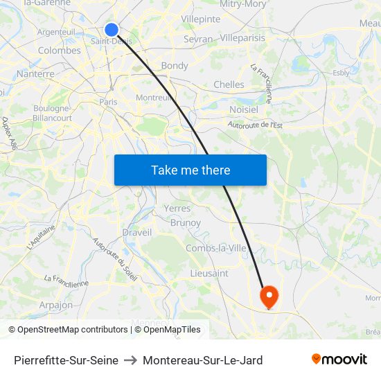 Pierrefitte-Sur-Seine to Montereau-Sur-Le-Jard map