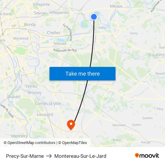 Precy-Sur-Marne to Montereau-Sur-Le-Jard map