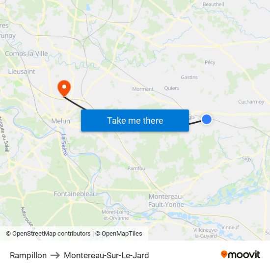 Rampillon to Montereau-Sur-Le-Jard map