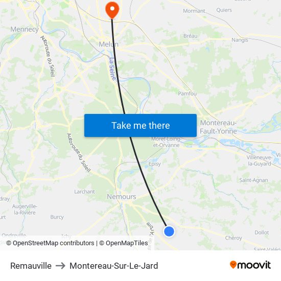 Remauville to Montereau-Sur-Le-Jard map