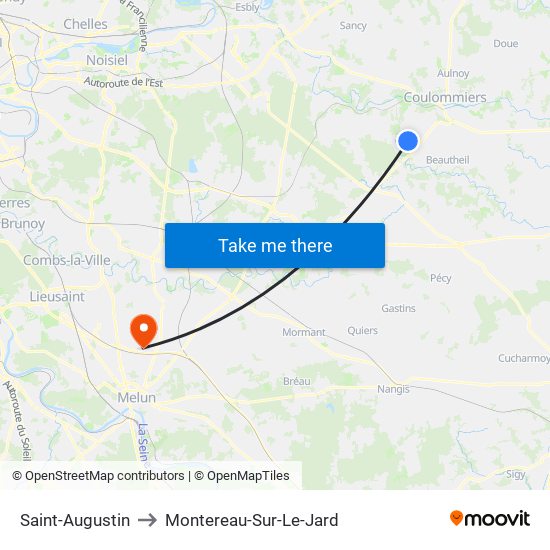 Saint-Augustin to Montereau-Sur-Le-Jard map