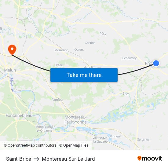 Saint-Brice to Montereau-Sur-Le-Jard map