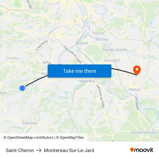 Saint-Cheron to Montereau-Sur-Le-Jard map