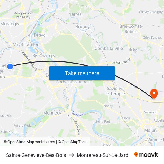Sainte-Genevieve-Des-Bois to Montereau-Sur-Le-Jard map