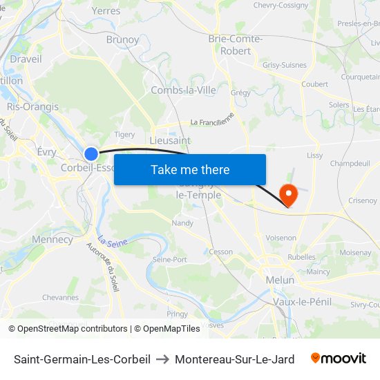 Saint-Germain-Les-Corbeil to Montereau-Sur-Le-Jard map