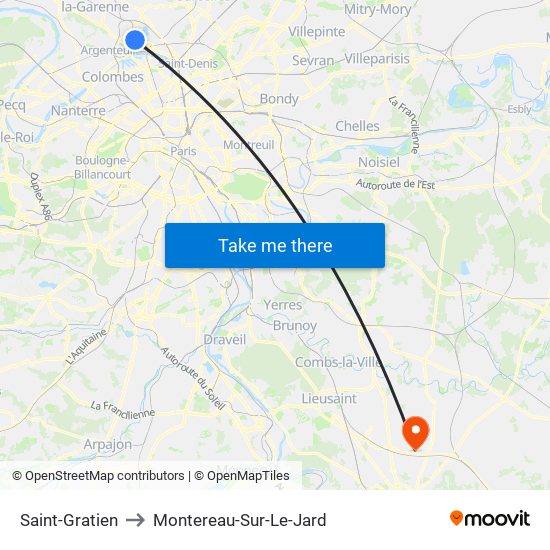 Saint-Gratien to Montereau-Sur-Le-Jard map