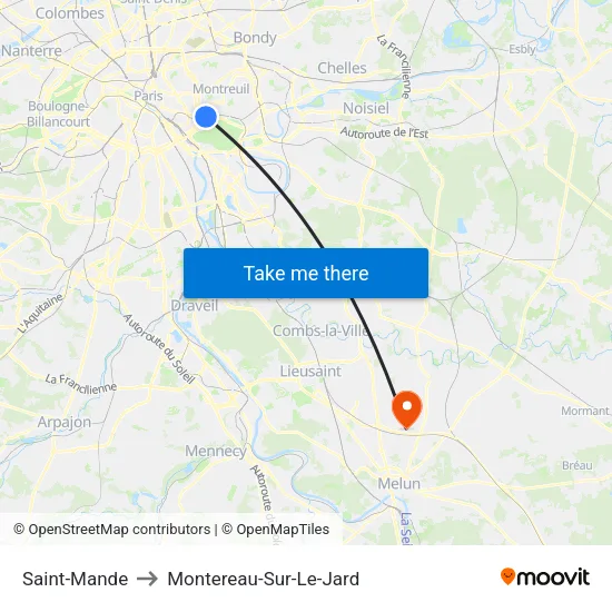 Saint-Mande to Montereau-Sur-Le-Jard map