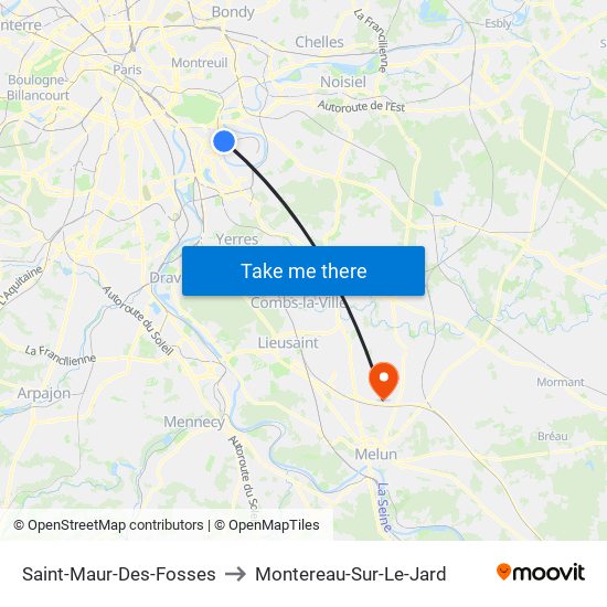 Saint-Maur-Des-Fosses to Montereau-Sur-Le-Jard map