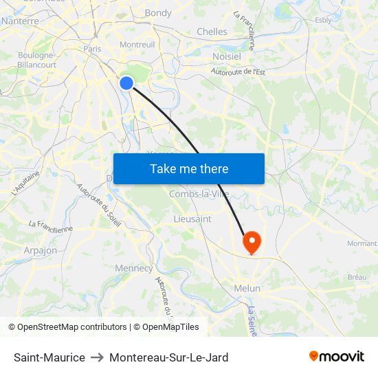 Saint-Maurice to Montereau-Sur-Le-Jard map