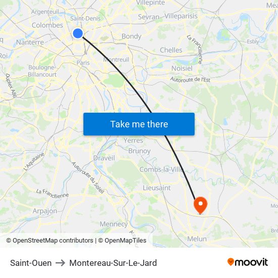 Saint-Ouen to Montereau-Sur-Le-Jard map