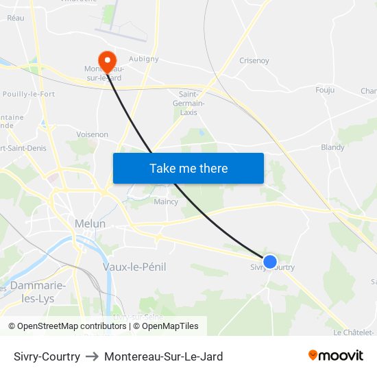 Sivry-Courtry to Montereau-Sur-Le-Jard map