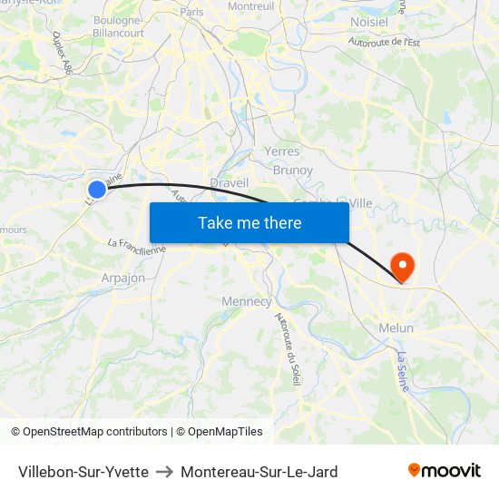 Villebon-Sur-Yvette to Montereau-Sur-Le-Jard map